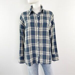 Princess Polly Blue Plaid Shirt Size 6 Collared Long Sleeve Button Up Casual